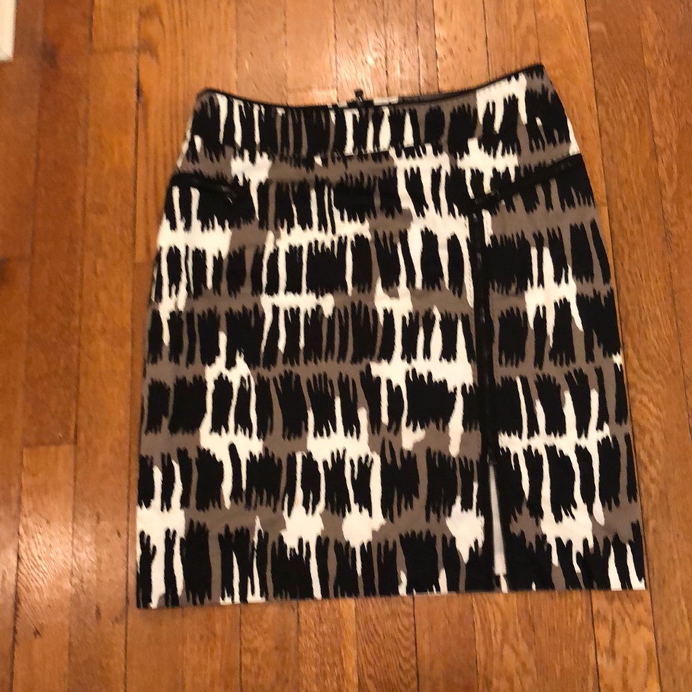 Per Se Pencil Skirt White/Black/Brown Pattern